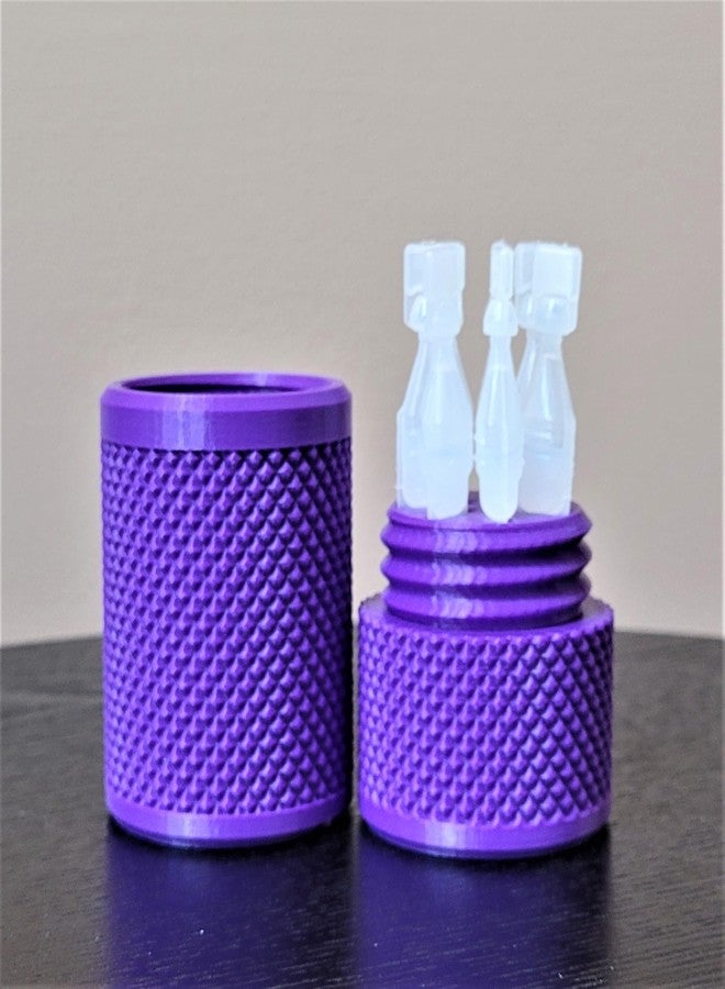 Znet3D Eye Drop Vials Holder & Storage Case - Securely Store Seven (7) Single-Use Vials - Screw-On Lid, Knurled Pattern - Keep Vials Safe & Organized to Keep Track of Your Daily Usage (Purple) - Image 2